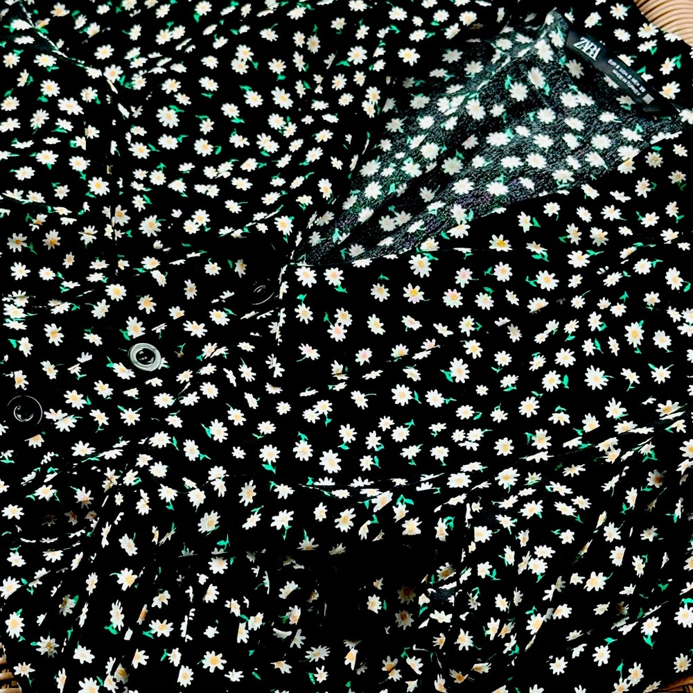 Zara Black Daisy Babydoll Dress